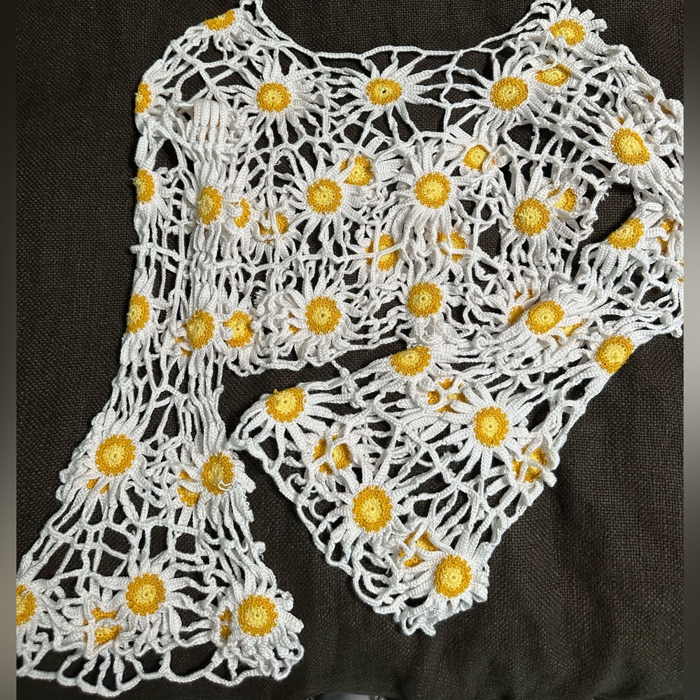 Floral Crochet Women Top - White and Yellow
